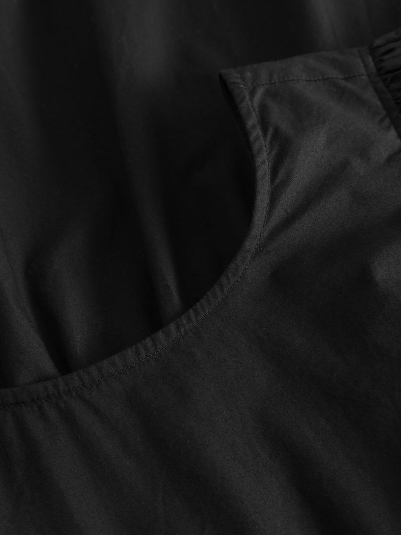 KnowledgeCotton Apparel - WMN Puff sleeve poplin dress Dresses 1300 Black Jet