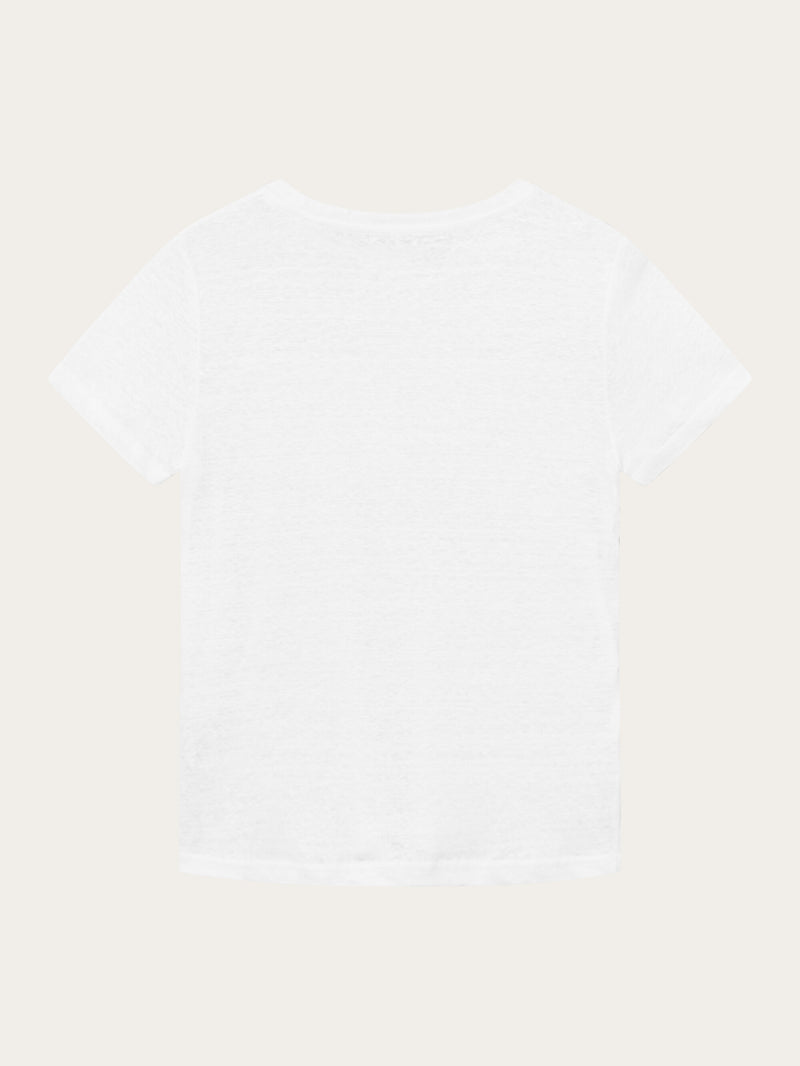 KnowledgeCotton Apparel - WMN Reg linen t-shirt T-shirts 1010 Bright White