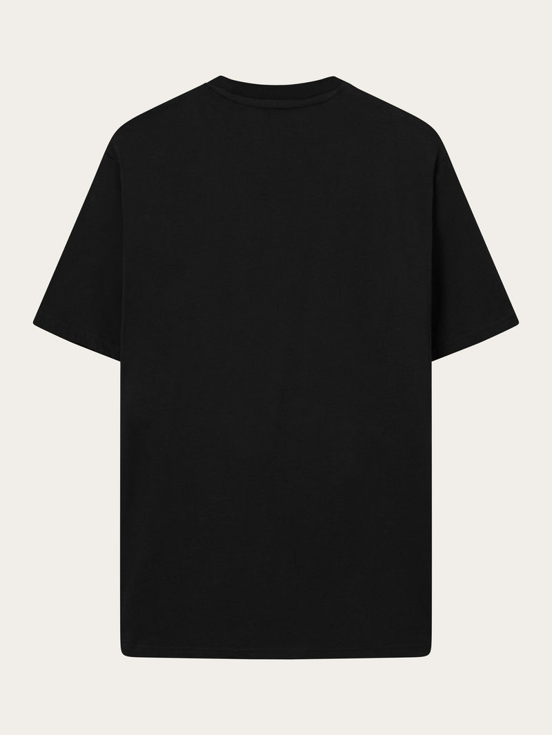 KnowledgeCotton Apparel - MEN Regular big owl front print t-shirt T-shirts 1300 Black Jet