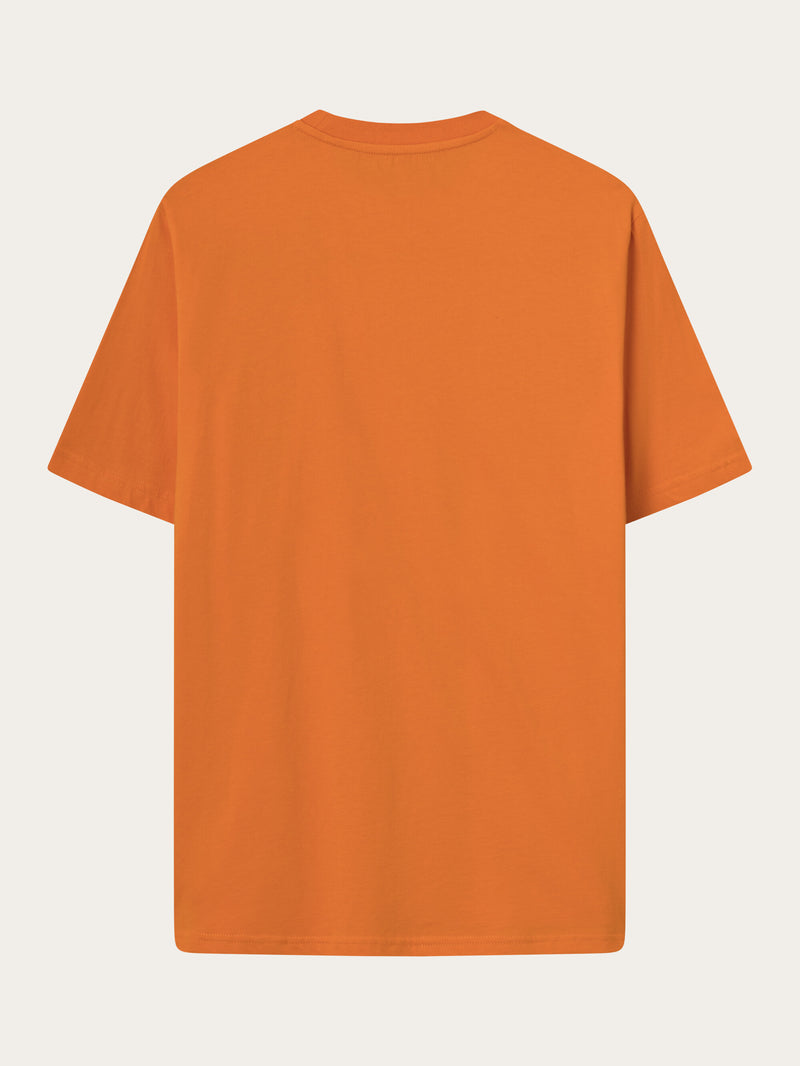 KnowledgeCotton Apparel - MEN Regular big owl front print t-shirt T-shirts 1382 Russet orange