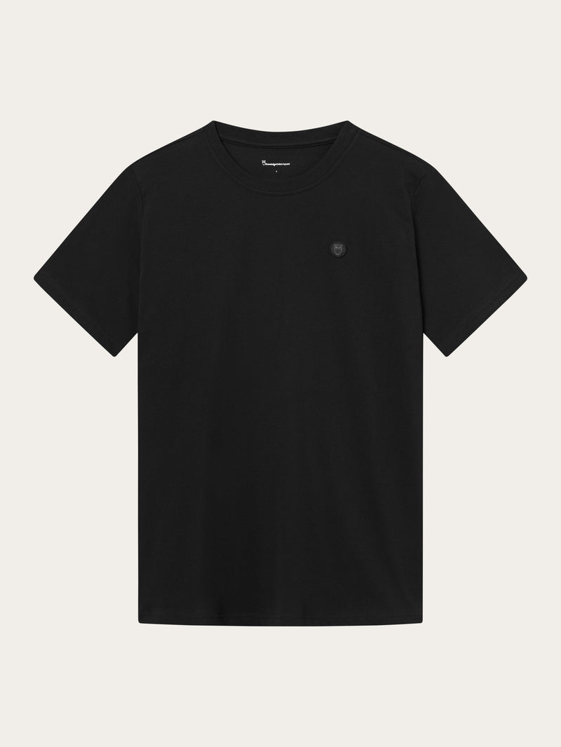 KnowledgeCotton Apparel - MEN Regular fit Badge t-shirt T-shirts 1300 Black Jet