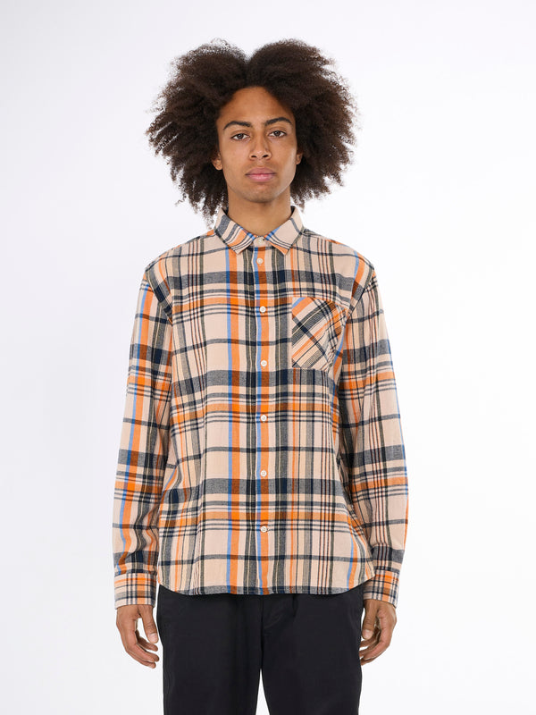 KnowledgeCotton Apparel - MEN Relaxed fit big checkered shirt Shirts 7001 Navy check