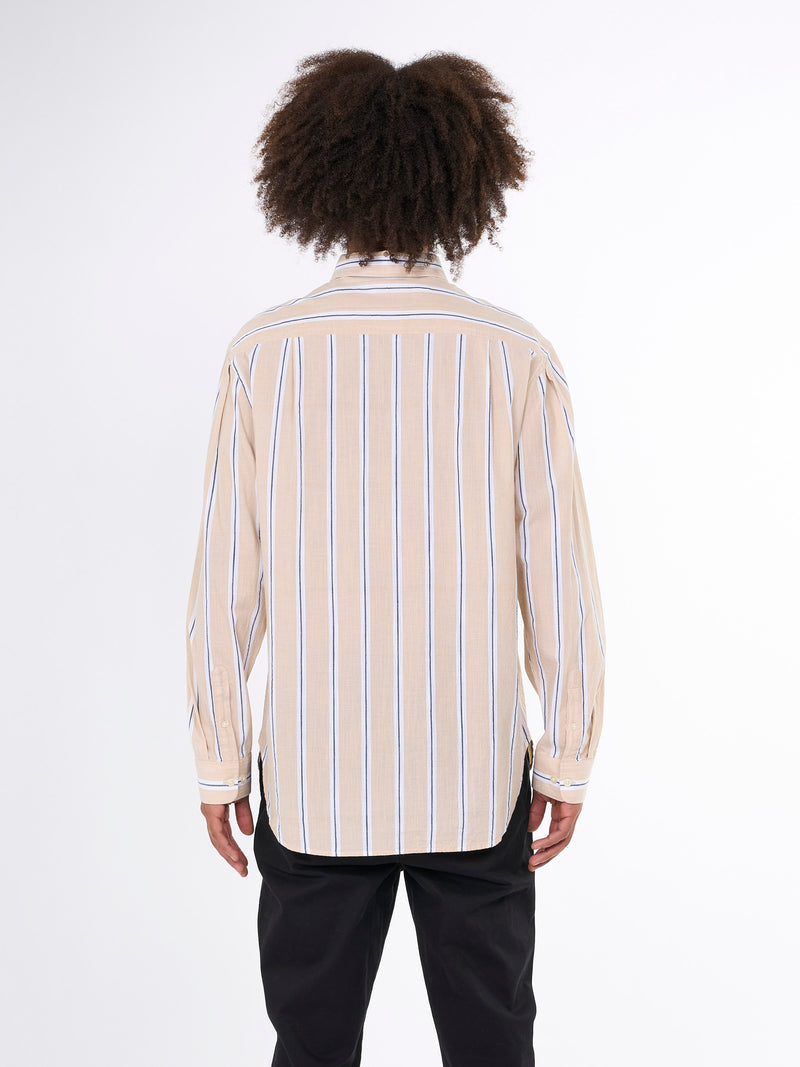 KnowledgeCotton Apparel - MEN Relaxed fit cotton striped shirt Shirts 8002 Stripe - safari