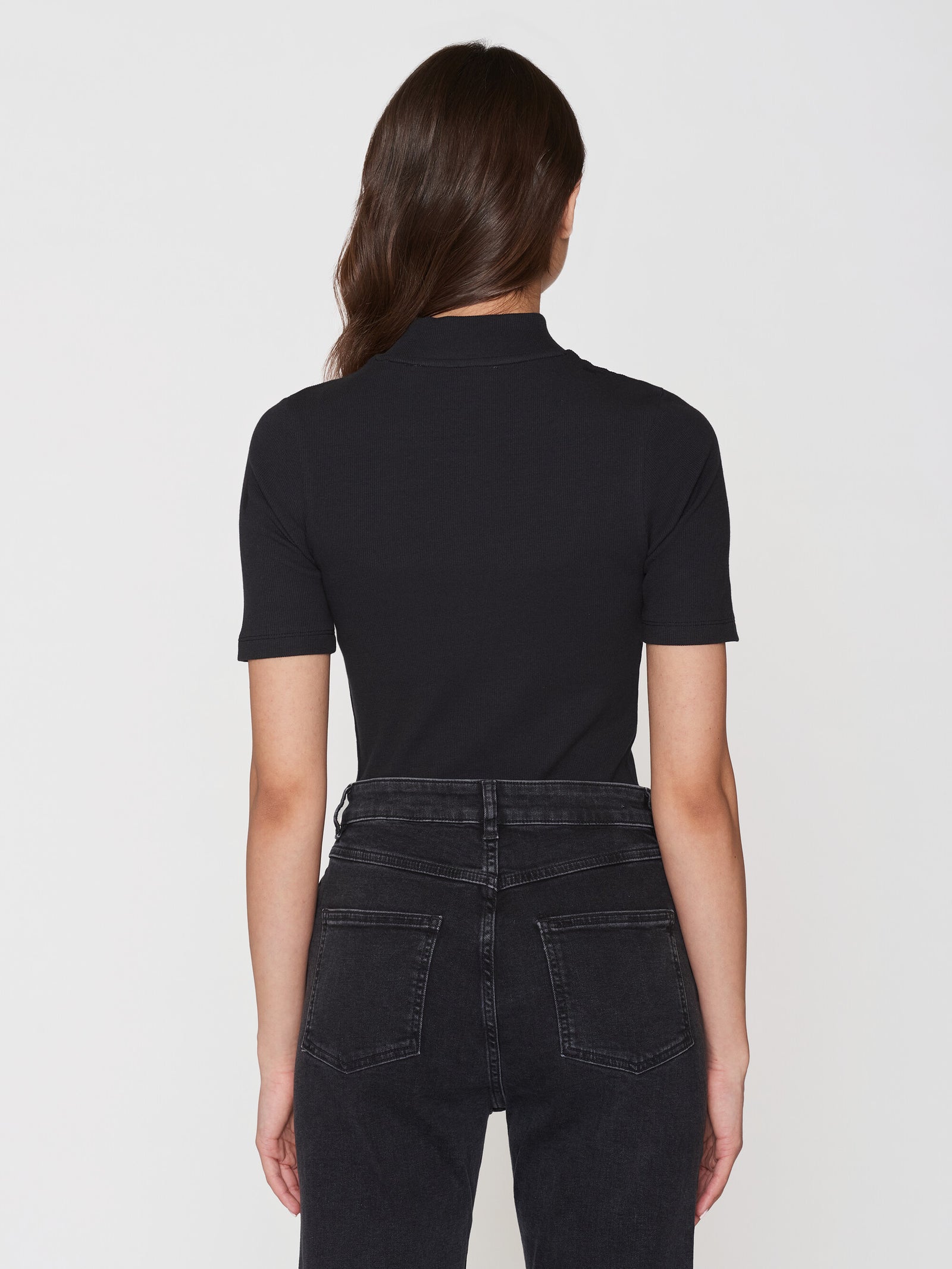 Rib high neck SS - Black Jet – KnowledgeCotton Apparel Europe