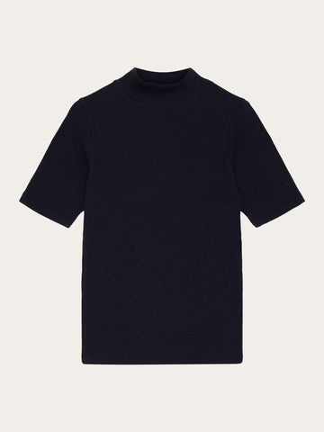 Rib high neck SS - Black Jet – KnowledgeCotton Apparel Europe