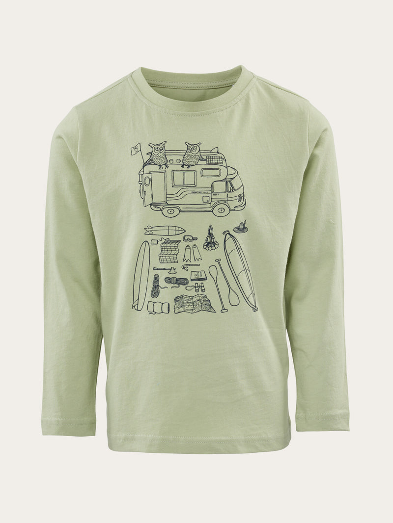 KnowledgeCotton Apparel - YOUNG Road trip printed long sleeved t-shirt T-shirts 1380 Swamp