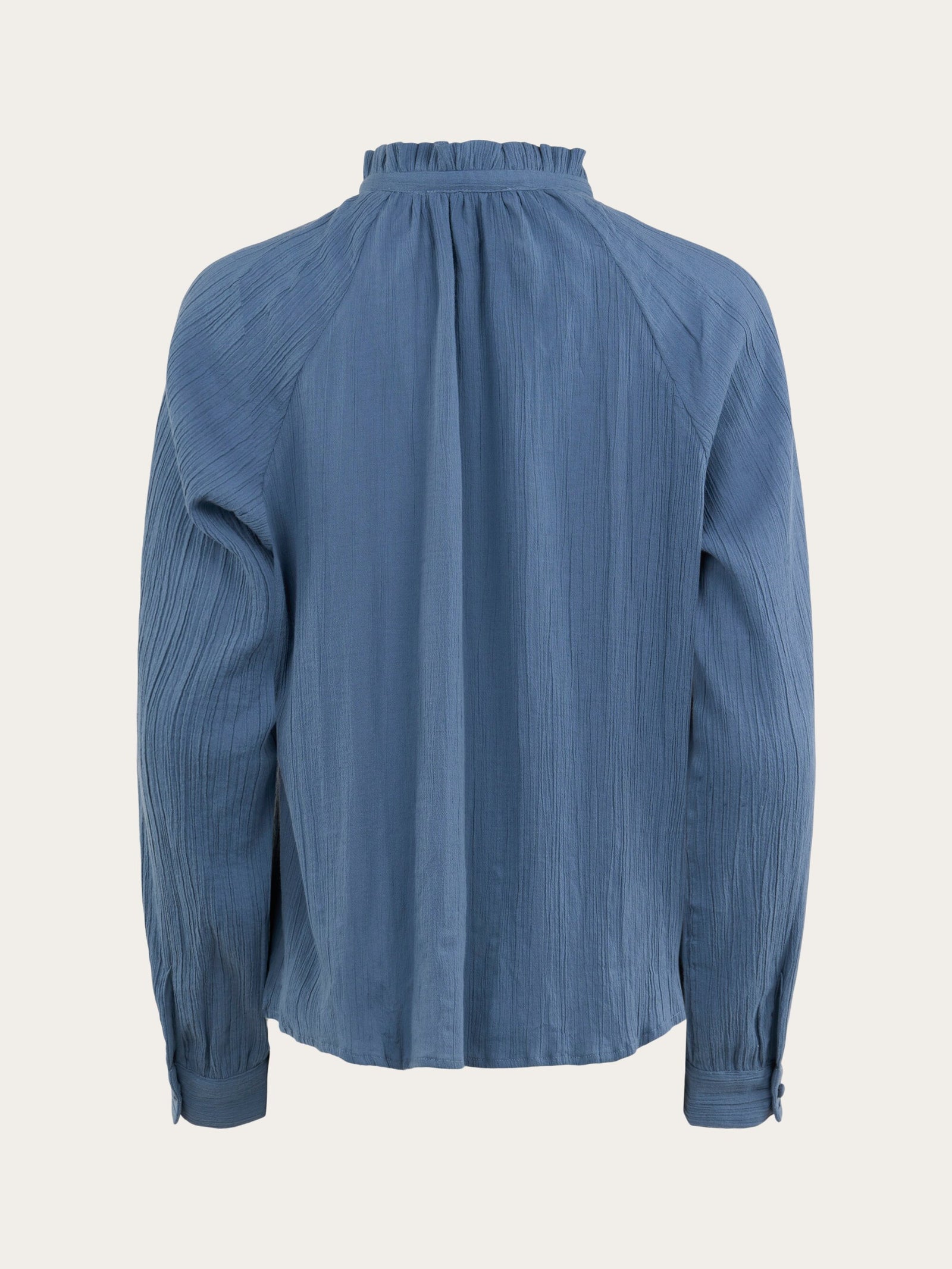 Buy Stand ruffle collar A-shape blouse - China Blue - from KnowledgeCotton  Apparel®