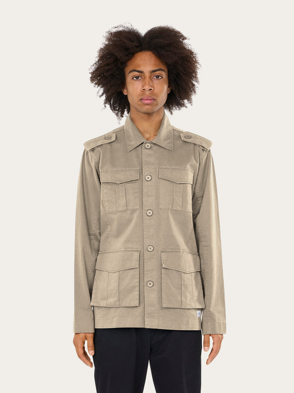 KnowledgeCotton Apparel - MEN Stretch twill jacket Overshirts 1228 Light feather gray