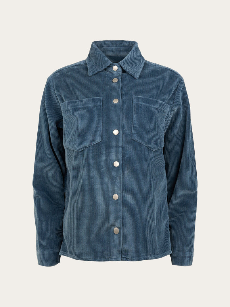 KnowledgeCotton Apparel - WMN Stretched 8-wales corduroy overshirt Overshirts 1361 China Blue