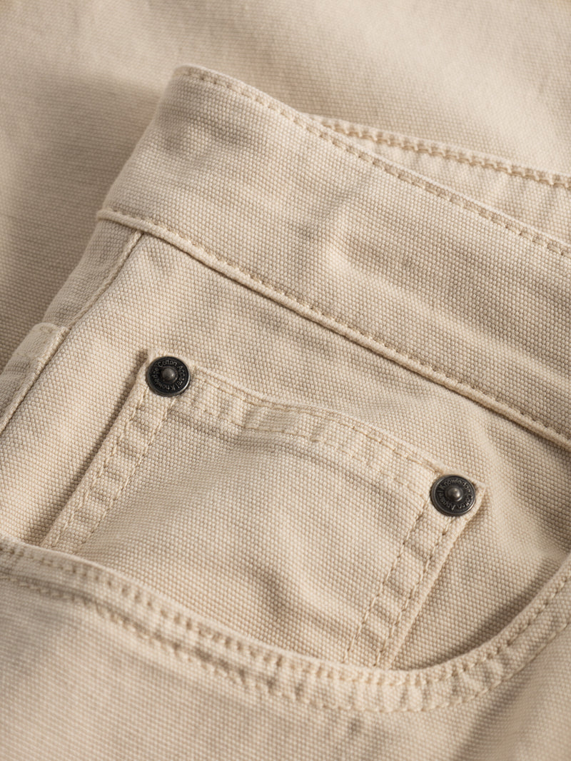 KnowledgeCotton Apparel - MEN TIM 5-pocket canvas relaxed fit pant Pants 1347 Safari