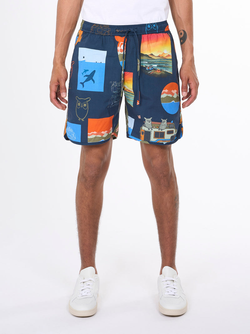 KnowledgeCotton Apparel - MEN Woven AOP shorts Shorts 9996 item color