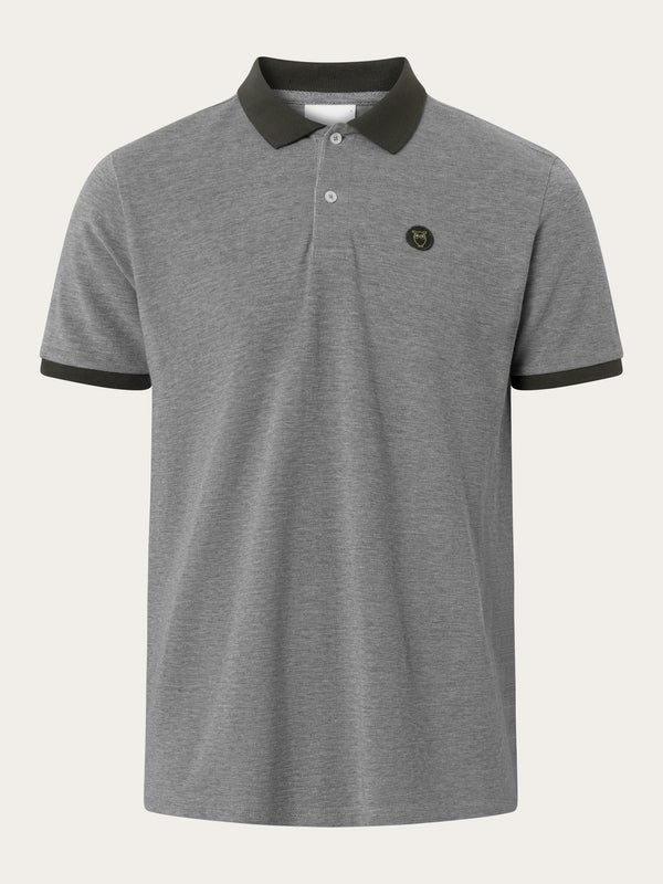 KnowledgeCotton Apparel - MEN Yarn dyed badge polo Polos 1090 Forrest Night